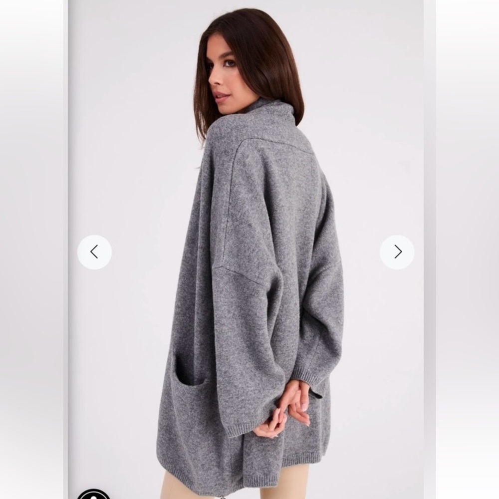 NWT Beryll Cashmere Cocoon Gray Women's Open Front Cardigan